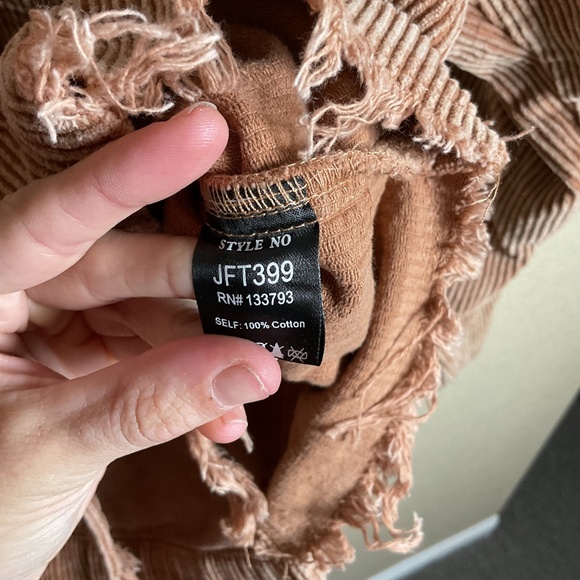 Vici Womens Small Camel Color Distressed Paddington Cotton Corduroy Jacket Boho - Picture 7 of 9